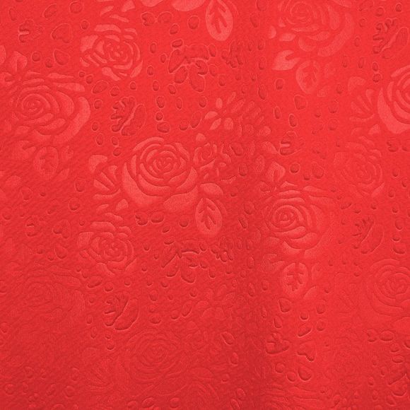 #104 Time Square Coral Sleeveless Fit and Flare Dress with Raised Rose Design - Picture 4 of 6